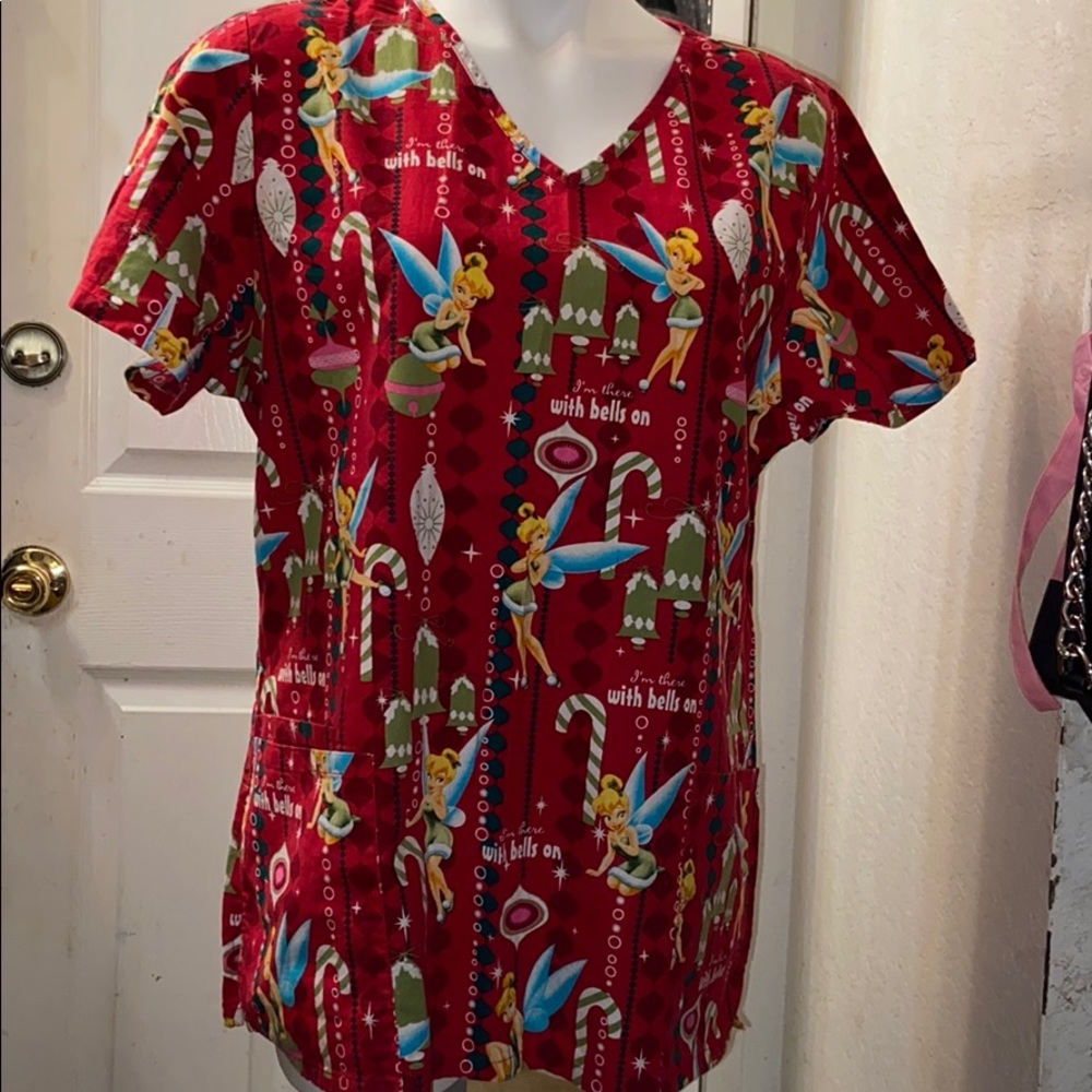 Disney Christmas tinker bell scrub top